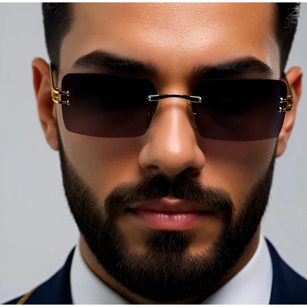 Men Sunglasses Gold Frame Dark Black‎ Lens Fashion Shades Eyewear Gangsta Cholo